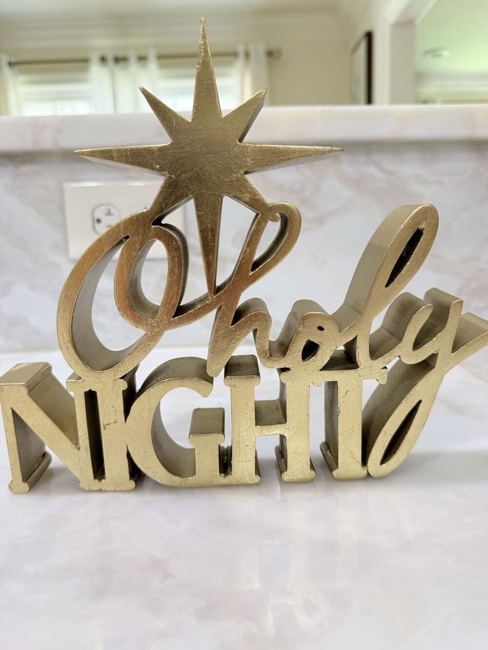 O Holy Night Sign Gold Christmas Decor
